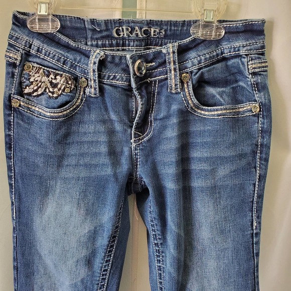 GRACE IN LA DENIM JEANS Blue Size 26 bootcut - Picture 3 of 6